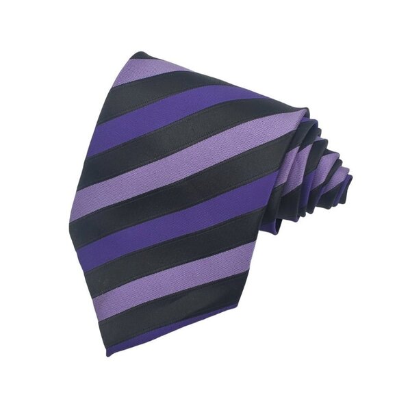 Men's Formal Business Tie, Purple and Black Stripe - Picture 1 of 9